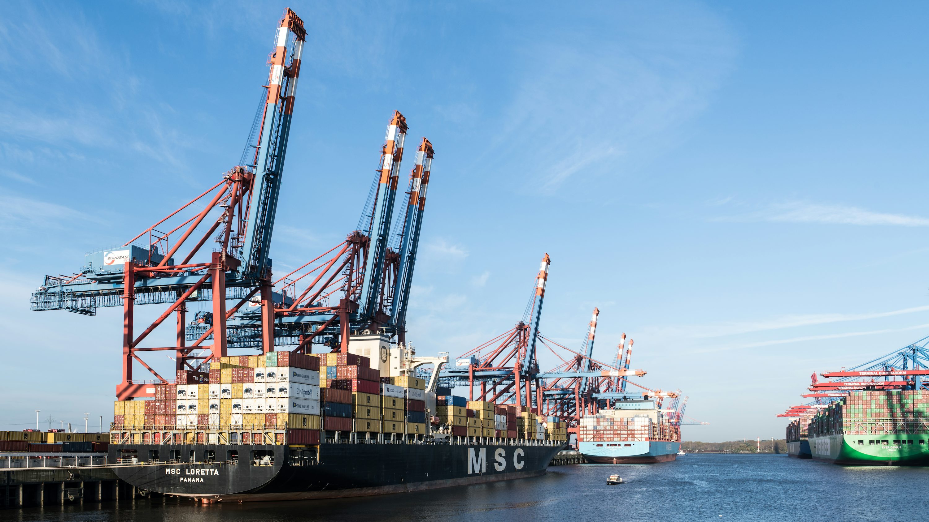 Hafenkraene und Containerhafen